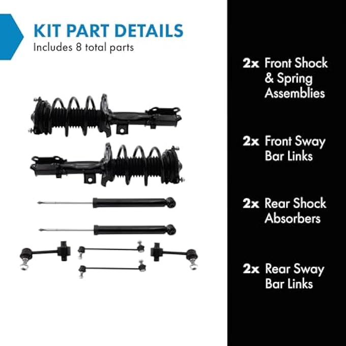 تي آر كيو طقم تعليق أمامي وخلفي كامل، مجموعة زنبرك لولبي، ممتص صدمات، قضيب توازن، وصلة تثبيت، متوافق مع هيونداي كونا 2018-2022 - Image 3