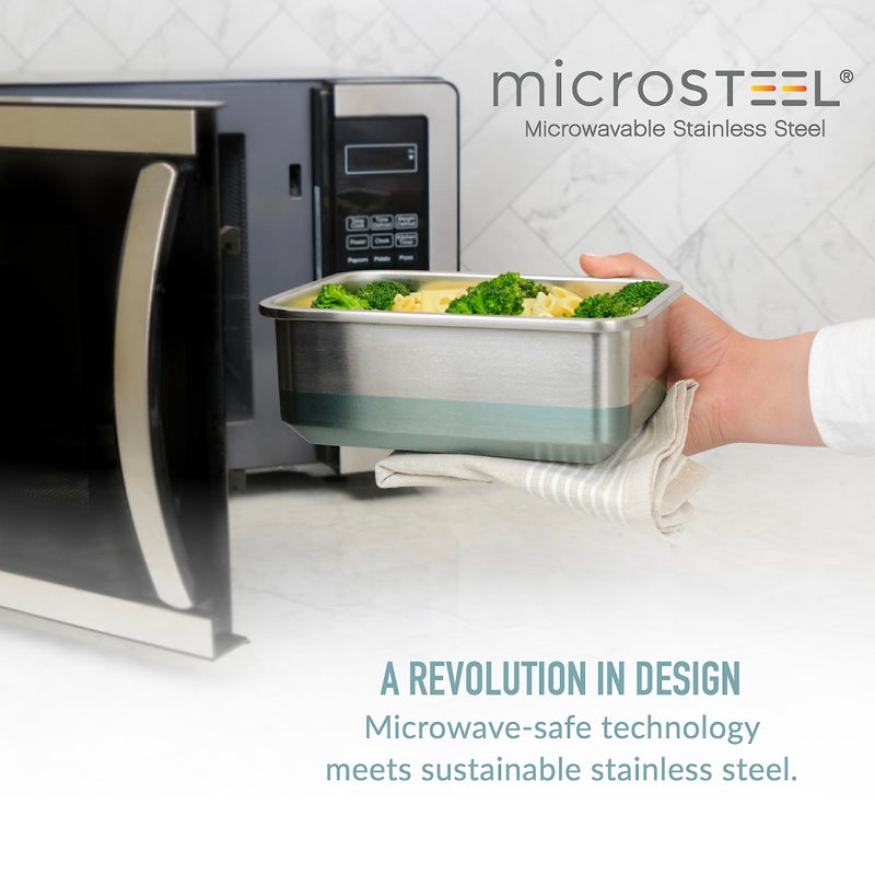 Bentgo® MicroSteel® Heat & Eat Container - Microwave-Safe, Sustainable & Reusable Stainless Steel Food Storage Container with Airtight Lid for Eco-Friendly Meal Prepping (Family Size - 8.5 Cups) - Image 2