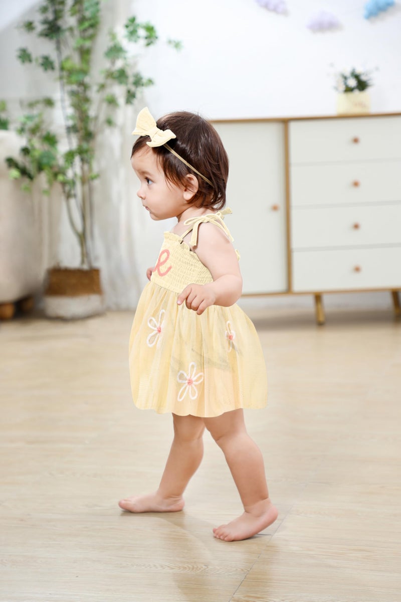 TITKKOP Baby Girl 1st Birthday Clothes One Year Old Tulle Romper Sleeveless Bodysuit Cake Smash Outfits(Apricot,9-12M) - Image 5
