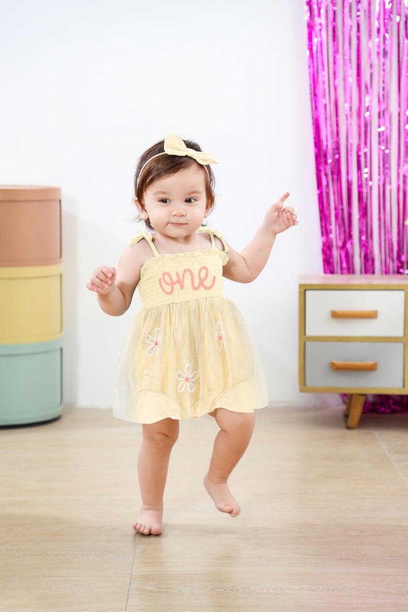 TITKKOP Baby Girl 1st Birthday Clothes One Year Old Tulle Romper Sleeveless Bodysuit Cake Smash Outfits(Apricot,9-12M) - Image 3