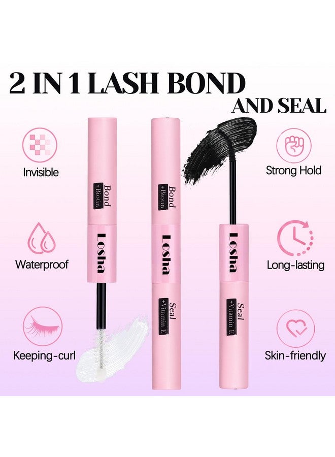 Losha Lash Bond And Seal Waterproof Strong Hold Lash Clusters Glue 2 In 1 Long Lasting Cluster Lash Glue Eyelash Bond And Seal For Diy Lash Extensions (Sj-Pink) - Image 2