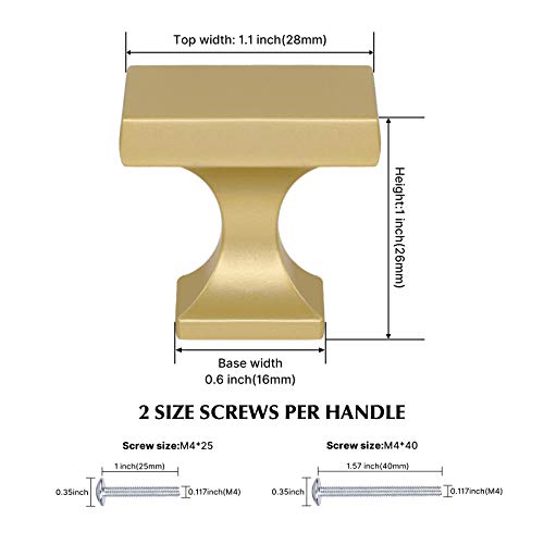 Haliwu 20 Pack Gold Cabinet Knobs Brushed Brass Dresser Drawer Knobs Square Gold Kitchen Cabinet Hardware Zinc Alloy - Image 2