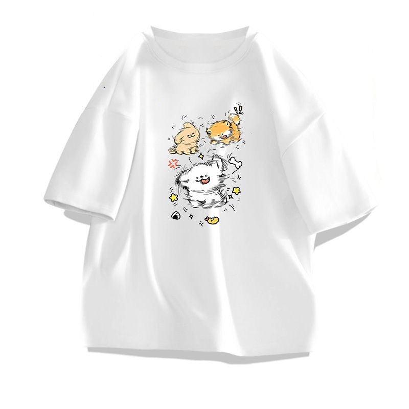 Summer Explosions Combed Cotton Short-Sleeved T-Shirt Men'S Fashionable Brand Summer Loose Five-Sleeved Fashionable Simple Printed Top - Image 1