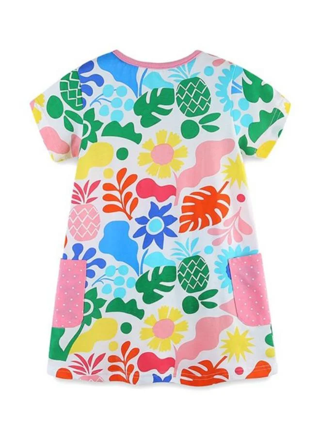 يونيكي Multicolour A-Line Crew Neck Printed Dress