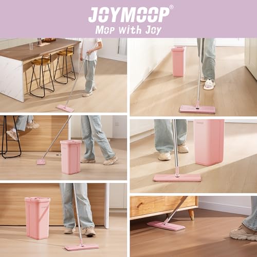 JOYMOOP Flat Mop Pads, Microfiber Mop Cleaning Pads, Washable Pads, Pads Replacement for Flat Mop or Mop Bucket Set, Pack of 4 Refills 13inch - Pink - Image 4