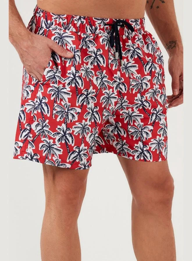 Buratti  Buratti Patterned Swim Shorts with Waist Tie and Pocket Swimsuit Short Men's SWIMSUIT SHORT 3800579 for Men | Best Price UAE