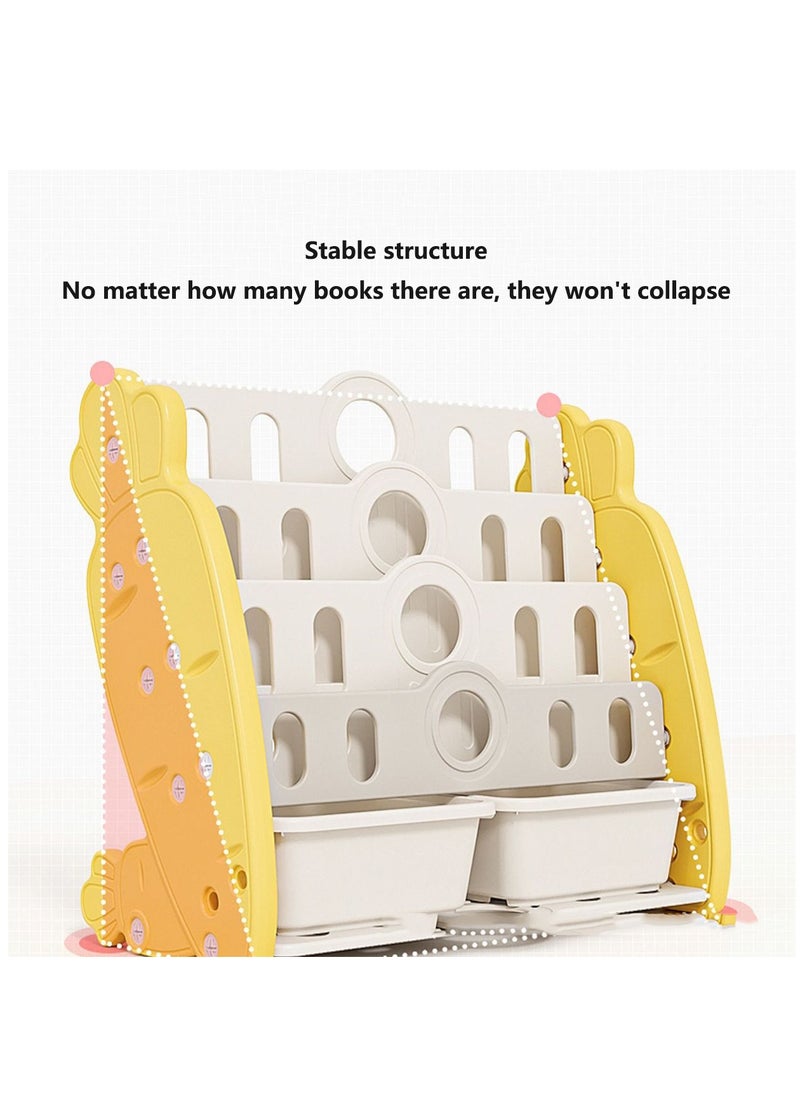 Arabest - Kids Bookshelf 2 in 1 Design 3 Sling Children's Bookcase Display Stand 2 Toy Storage Cabinet for Book Storage Display Holder Bookcase - Image 1