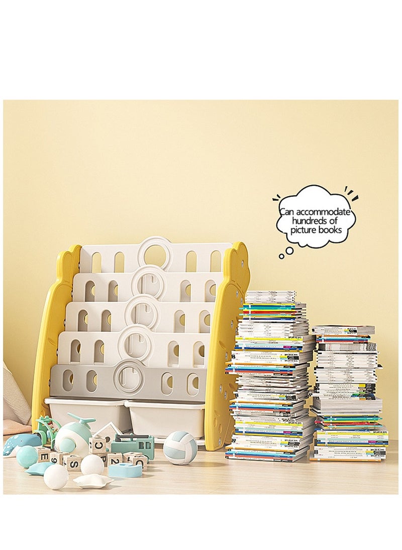 Arabest - Kids Bookshelf 2 in 1 Design 3 Sling Children's Bookcase Display Stand 2 Toy Storage Cabinet for Book Storage Display Holder Bookcase - Image 1