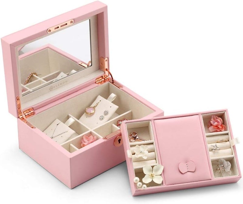 Gift Box Jewelry Storage Box Stud Ear Storage Box Ring Storage Box Earrings Storage Box (Color : Pink) (Pink) - Image 1