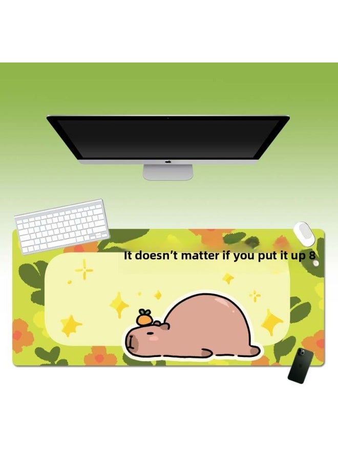 Generic - Hand-painted Kappibala Cute Big Table Mat Office Table Mat Game Big Mouse Mat Anti-slip Mat Oversized And Super Thick-Color:900*400*4mm-Pattern:B5-Pendulum - Image 1