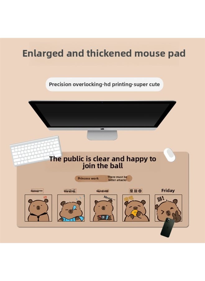 Generic - Hand-painted Kappibala Cute Big Table Mat Office Table Mat Game Big Mouse Mat Anti-slip Mat Oversized And Super Thick-Color:900*400*4mm-Pattern:B5-Pendulum - Image 1