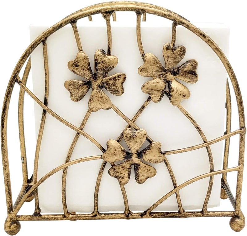 Owlgift Antique Bronze Metal Floral Petals  Branches Tabletop Napkin Holder Freestanding Tissue Dispenser - Image 3