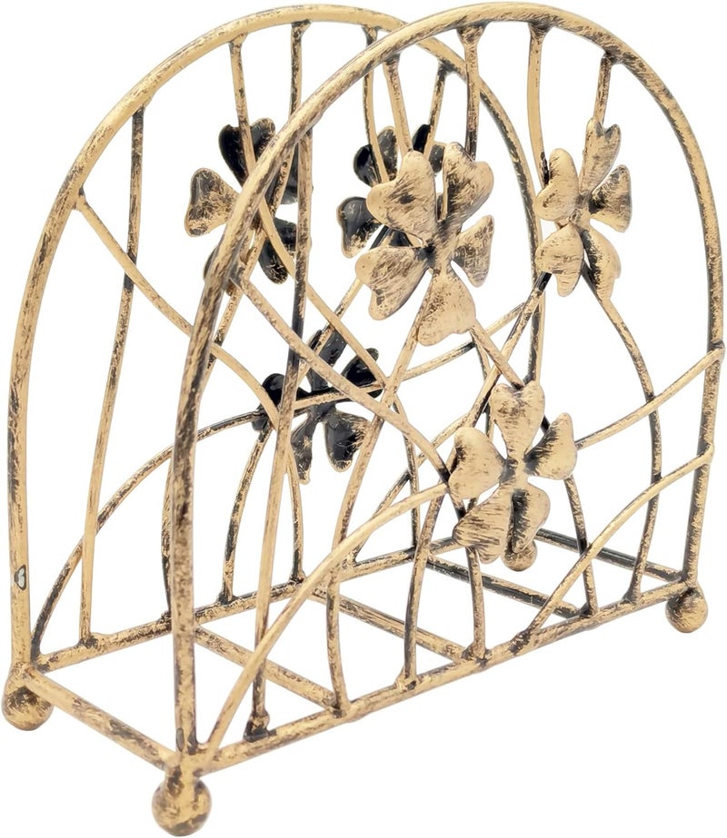 Owlgift Antique Bronze Metal Floral Petals  Branches Tabletop Napkin Holder Freestanding Tissue Dispenser - Image 4