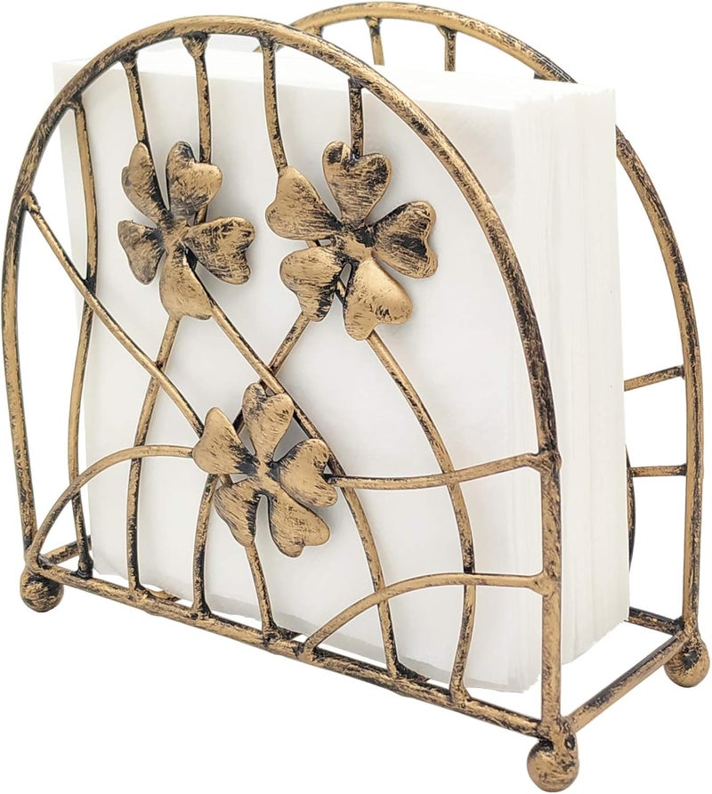 Owlgift Antique Bronze Metal Floral Petals  Branches Tabletop Napkin Holder Freestanding Tissue Dispenser - Image 2