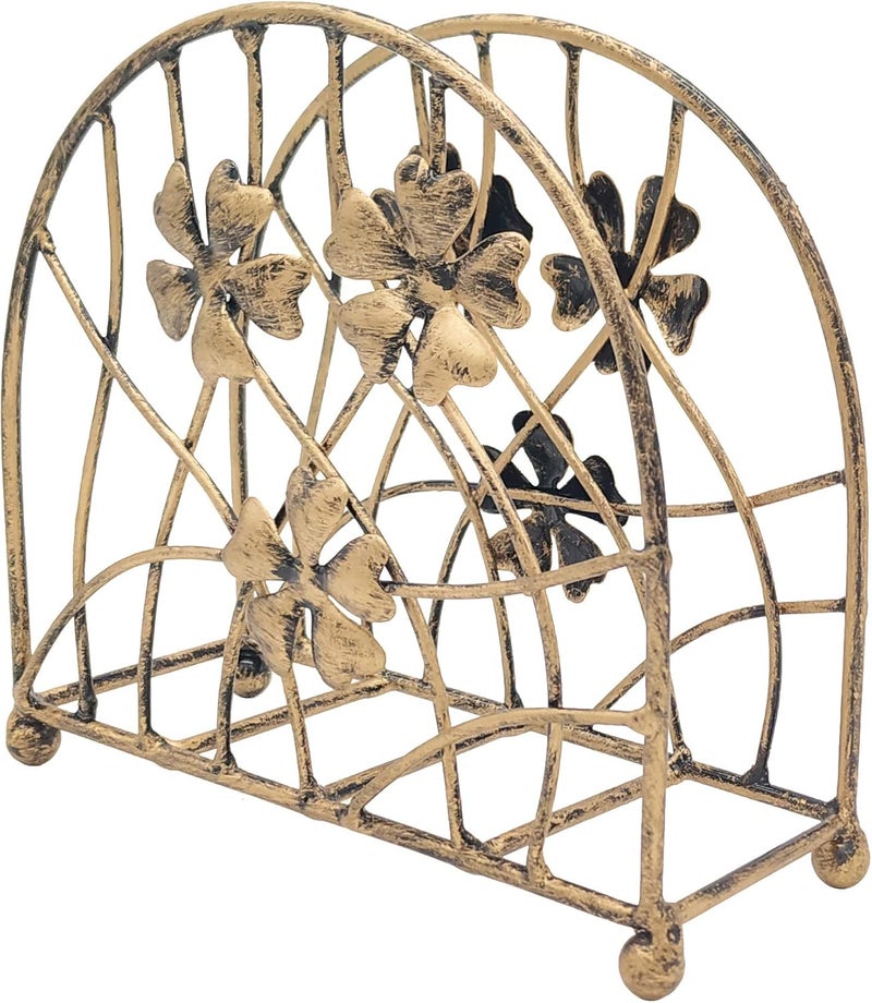 Owlgift Antique Bronze Metal Floral Petals  Branches Tabletop Napkin Holder Freestanding Tissue Dispenser - Image 5