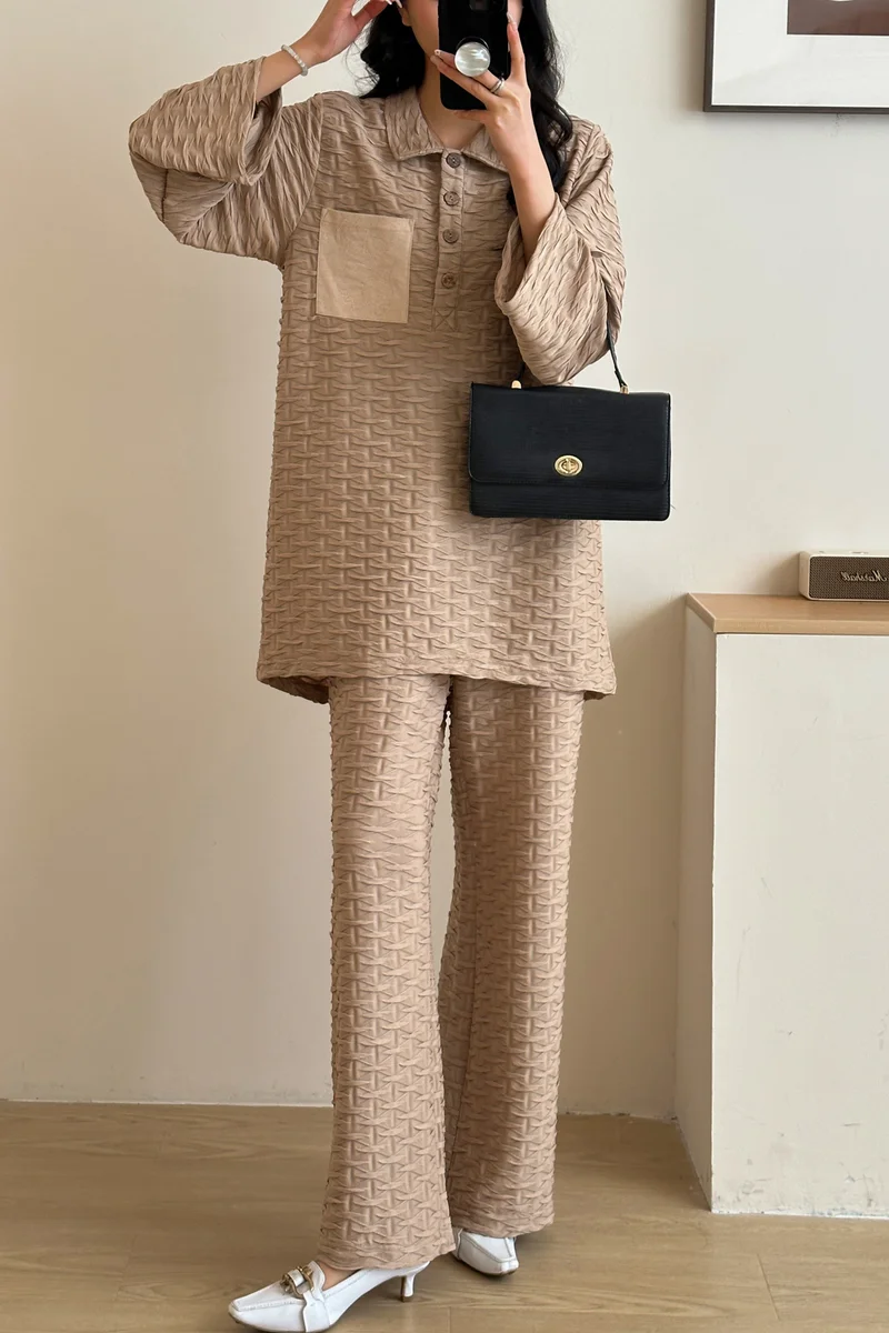 هاسال Textured Suit with Statement pocket
