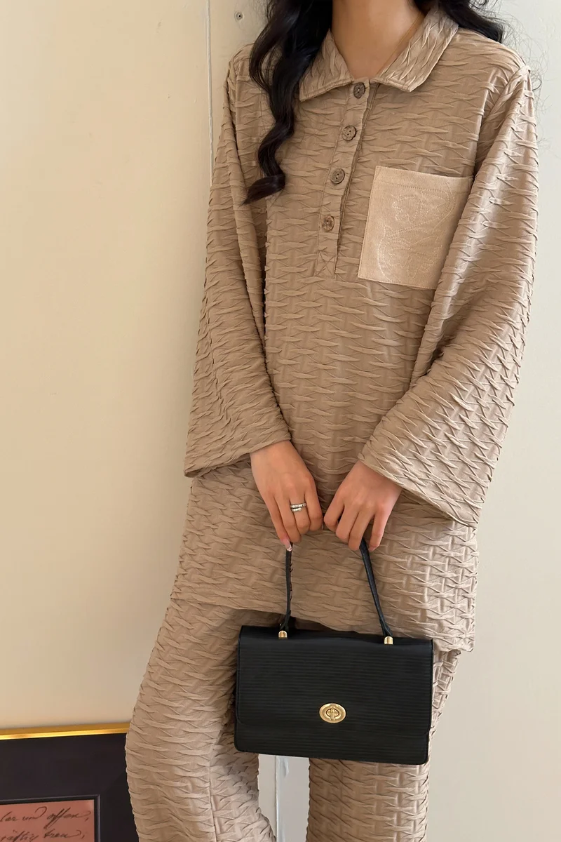 هاسال Textured Suit with Statement pocket
