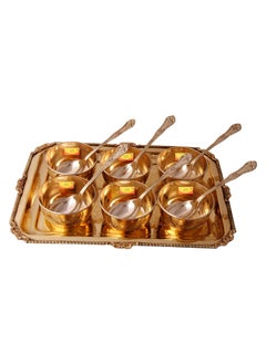 SHIV SHAKTI ARTS Shiv Shakti Arts® 13 Pieces - Brass Thali Set/Dinner Set - Dry Fruits & Dessert Serving Tray Set - (Karvi Design - Big)  - Image 3