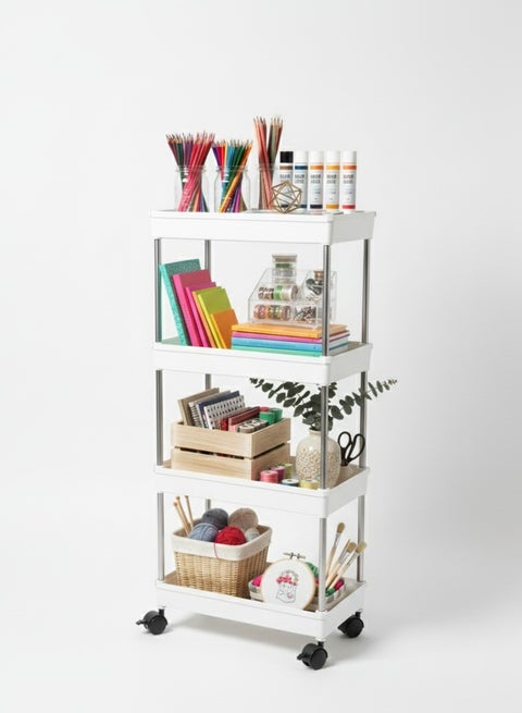 Four-Layer Multipurpose Storage Rack, 4-Tier Storage Shelf with Four Wheels – Slim Design, Easy to Move, Ideal for Narrow Spaces