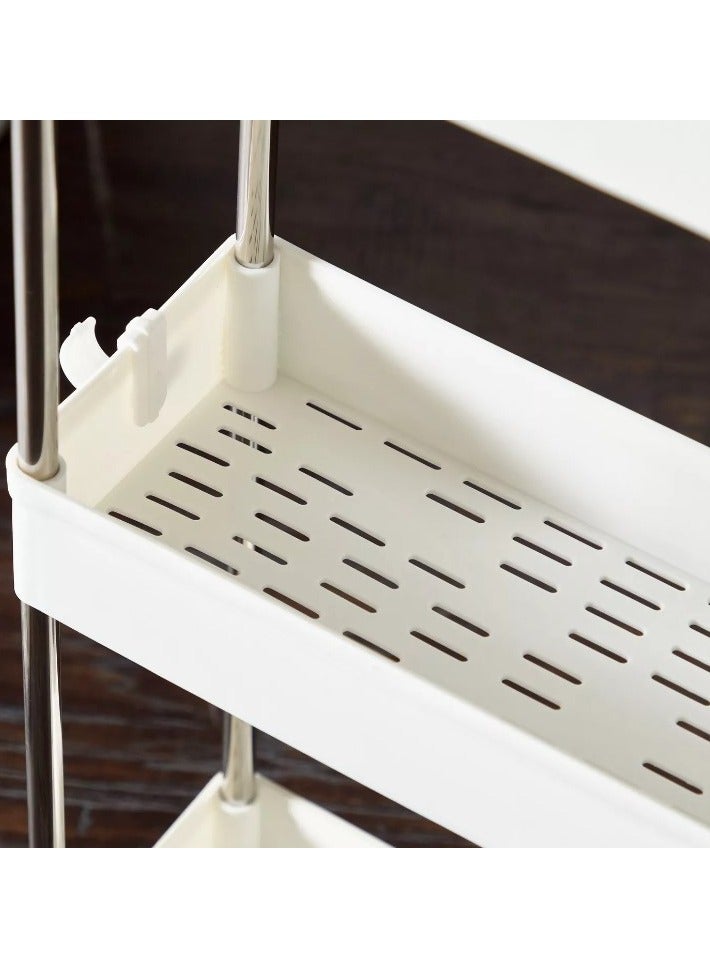 ر و ج رف تخزين متعدد الأغراض بأربع طبقات، رف تخزين بأربع طبقات مع أربع عجلات - تصميم نحيف، سهل النقل، مثالي للمساحات الضيقة - Image 5