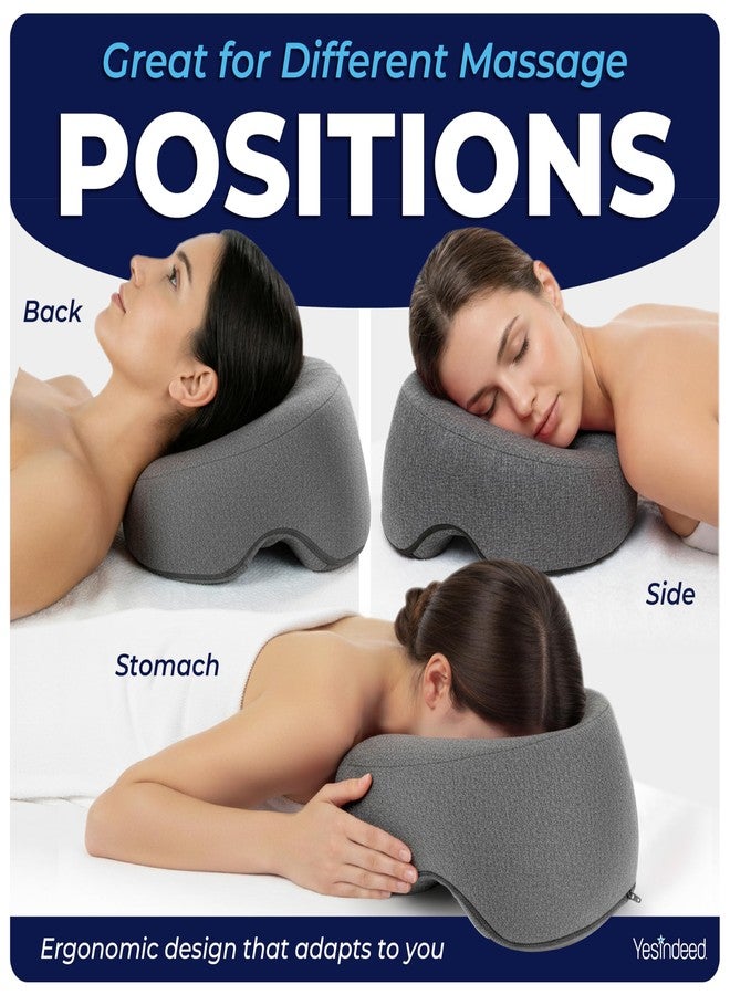 YESINDEED Face Down Pillow for Massage Bed - BBL & Eye Surgery Recovery Headrest | Stomach Sleeping Face Pillow for Prone Sleep, Tanning & Spa | Adjustable Memory Foam Cradle with Removable Cover (Grey) - Image 4