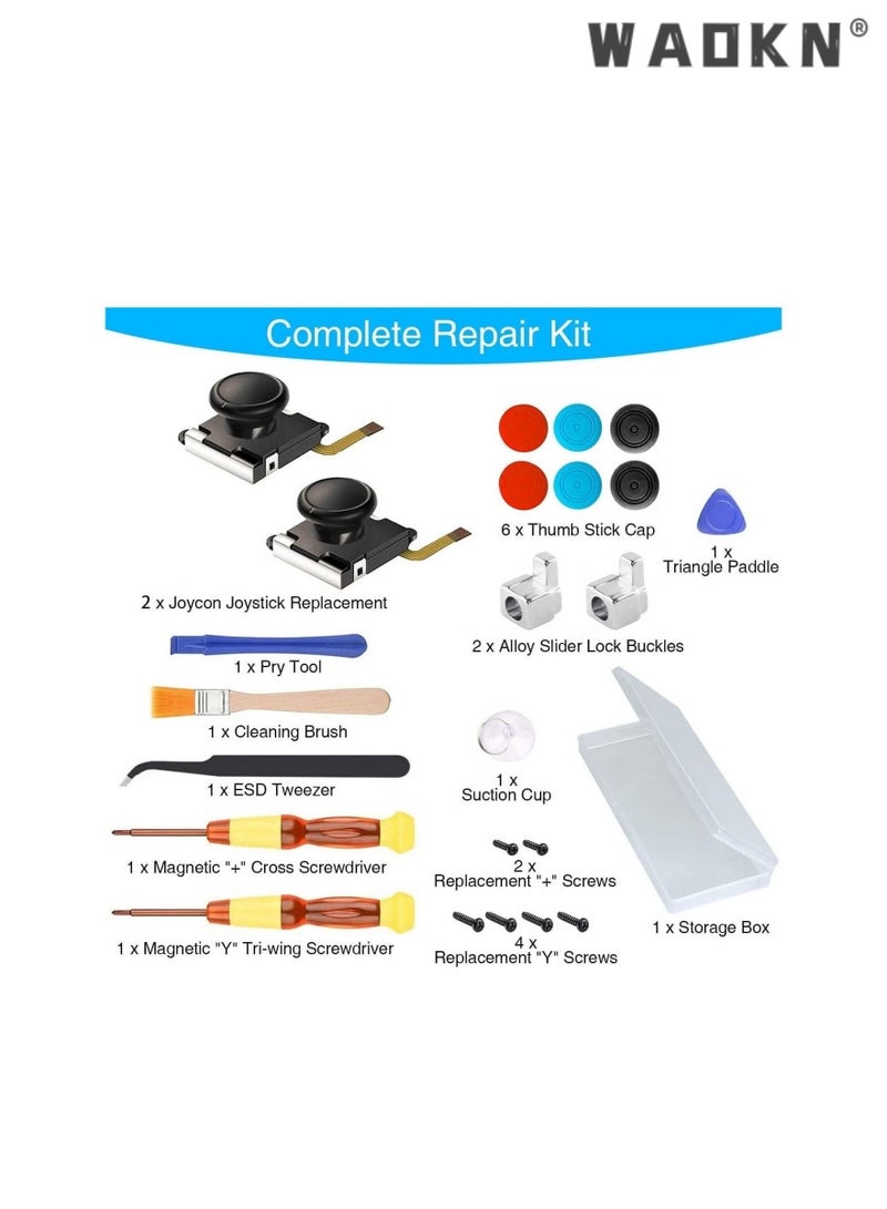 WAOKN 23 PCS Analog Stick Parts for Nintendo Controller Thumbstic,Multipiece Screwdriver Handle Repair Tool 3D Joystick Con Host Repair Accessory Include Full Repair Tool Kit and 2 Metal Lock Buckles  - Image 5