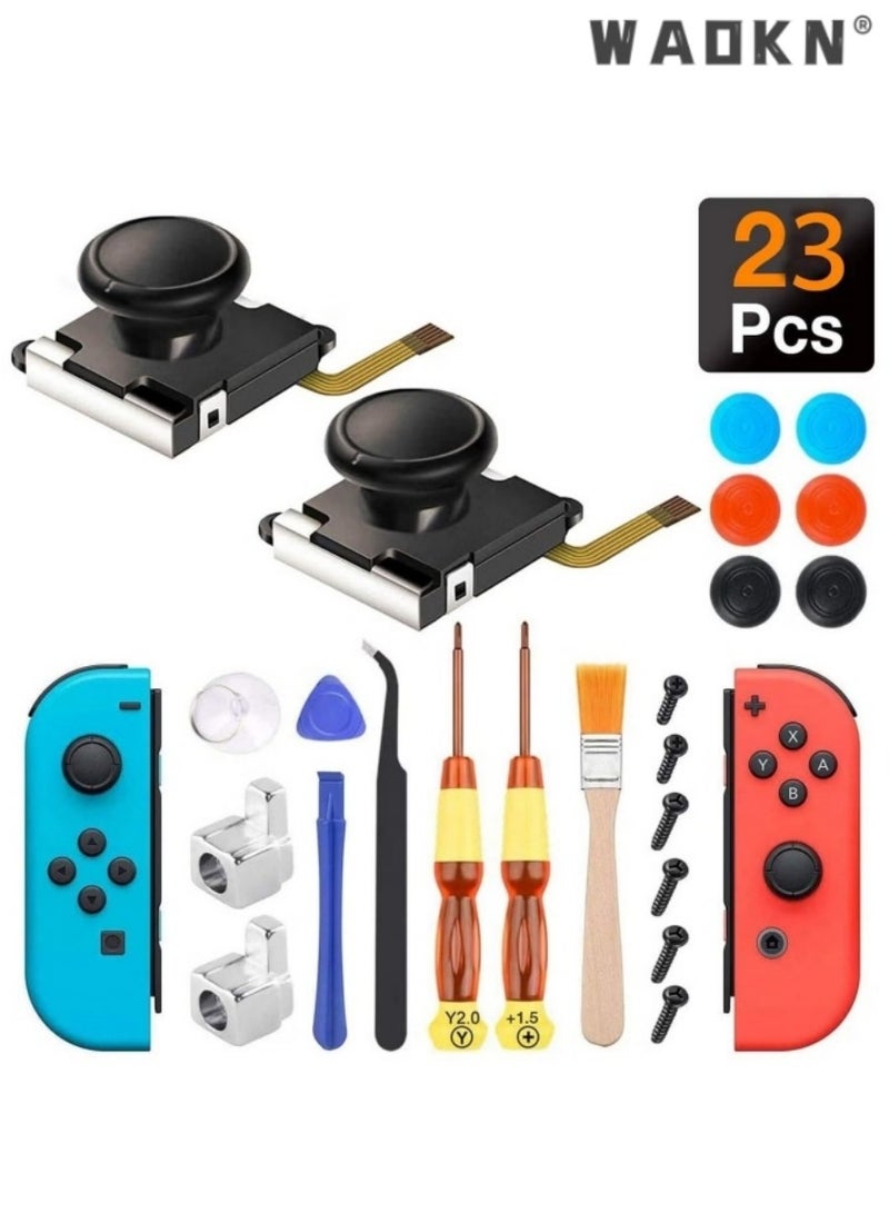 WAOKN 23 PCS Analog Stick Parts for Nintendo Controller Thumbstic,Multipiece Screwdriver Handle Repair Tool 3D Joystick Con Host Repair Accessory Include Full Repair Tool Kit and 2 Metal Lock Buckles  - Image 1