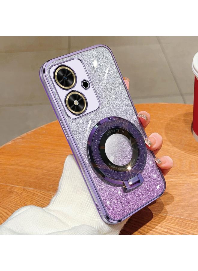 S-TOP Case For Honor Play 50 Plated Gradient Glitter Round Holder TPU Phone Case - Image 1