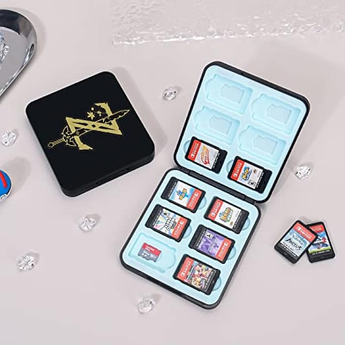 rayihni ZELDA SWORD GAME CASE FOR SWITCH LITE/SWITCH/SWITCH OLED, 12 SLOTS GAME CARDS HOLDER AND 12 MICRO SD CARD SLOTS, CARTOON PORTABLE GAME CARD STORAGE CARTRIDGE BOX - BLACK - Image 2
