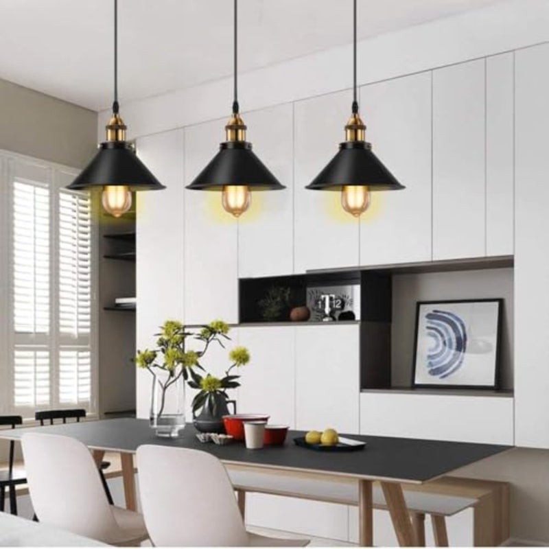 Vintage hemp rope pendant light for living room kitchen bedroom: wrought iron black metal frame with woven shade, industrial farmhouse chandelier flush mount ceiling light - Image 2
