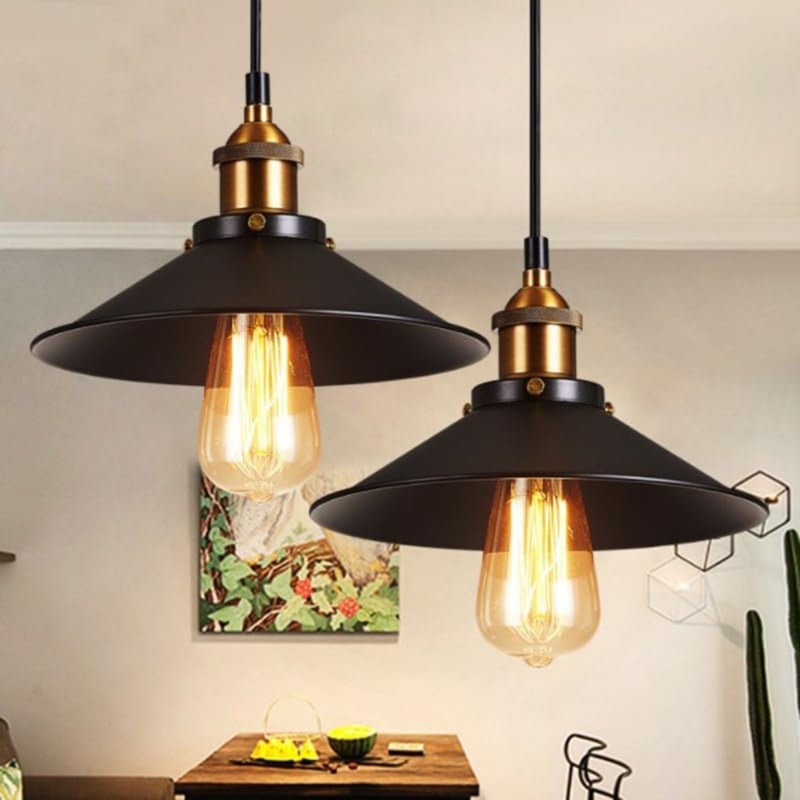 Vintage hemp rope pendant light for living room kitchen bedroom: wrought iron black metal frame with woven shade, industrial farmhouse chandelier flush mount ceiling light - Image 1