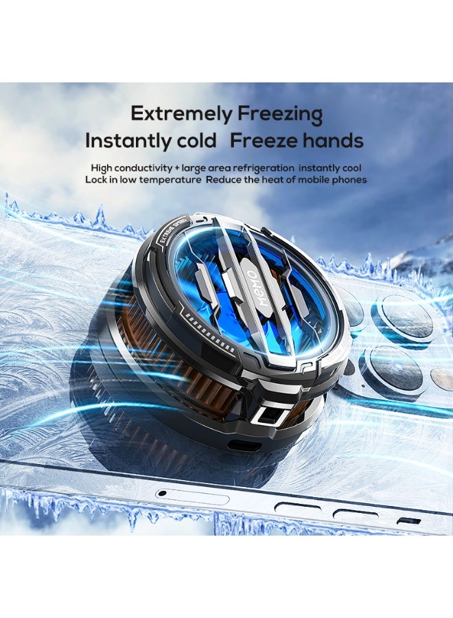 Memo Magnetic Phone Cooler, Portable Cell Phone Cooling Fan with RGB Light, Universal Radiator for iPhone/Android/TikTok Live Streaming, Rapid Cooling, Includes 1 Pair of Gaming Finger Sleeves - Black - Image 2