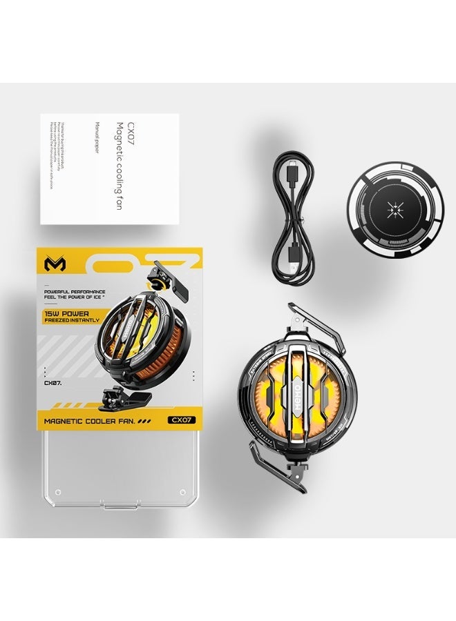 Memo Magnetic Phone Cooler, Portable Cell Phone Cooling Fan with RGB Light, Universal Radiator for iPhone/Android/TikTok Live Streaming, Rapid Cooling, Includes 1 Pair of Gaming Finger Sleeves - Black - Image 1