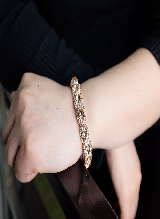 فالاري سوار زفاف مطاطي مرصع بالكريستال من فالاري (لون الخوخ الفاتح - ذهبي وردي) - Image 3