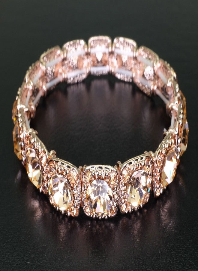 فالاري سوار زفاف مطاطي مرصع بالكريستال من فالاري (لون الخوخ الفاتح - ذهبي وردي) - Image 2