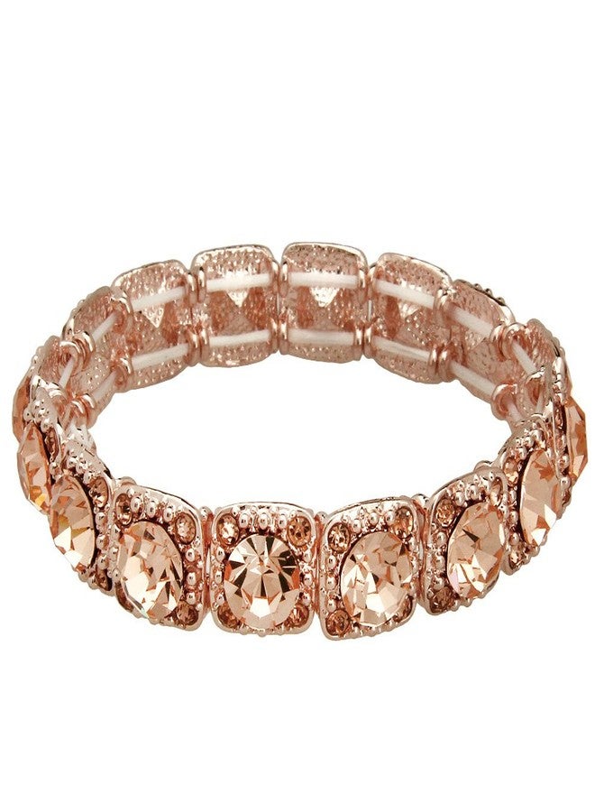فالاري سوار زفاف مطاطي مرصع بالكريستال من فالاري (لون الخوخ الفاتح - ذهبي وردي) - Image 1