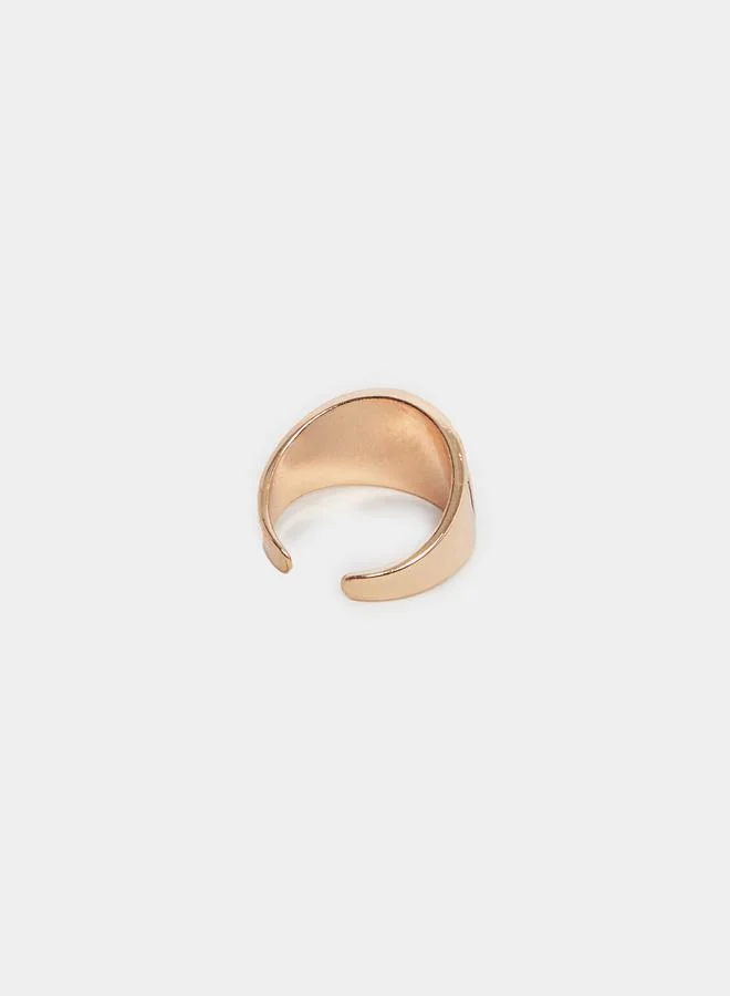 ستايلي Styli Women Gold Textured Cuff Ring