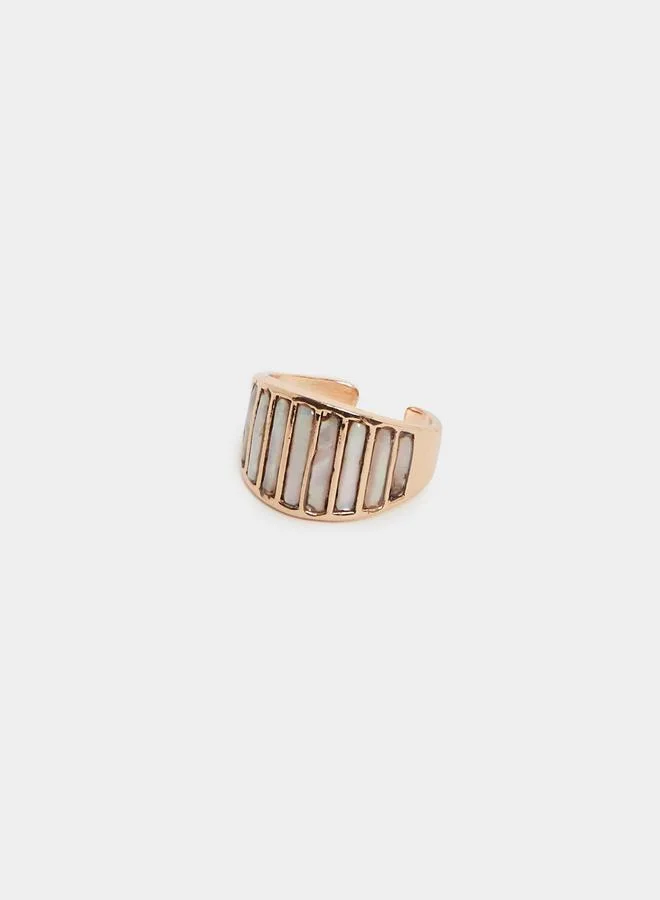 ستايلي Styli Women Gold Textured Cuff Ring