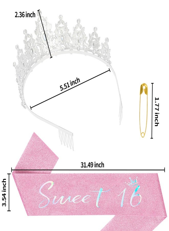 YARIEW Pink Sweet 16 Sash & Tiara - 16th Birthday Crown Set, Perfect for 16 Year-Olds - Image 5