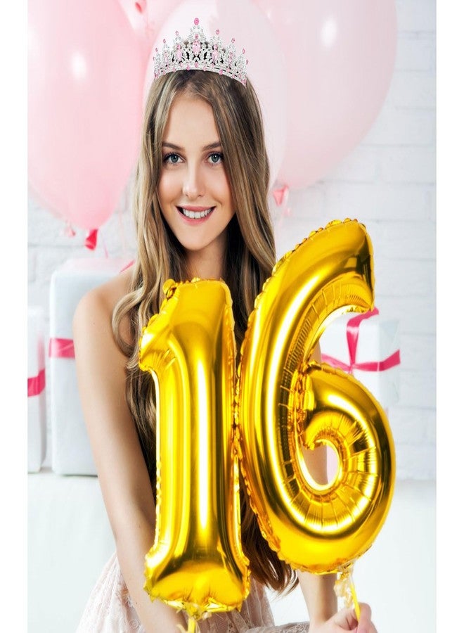 YARIEW Pink Sweet 16 Sash & Tiara - 16th Birthday Crown Set, Perfect for 16 Year-Olds - Image 2