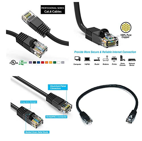 iMBAPrice UL Listed Cat 6 0.5 feet(6 inch) RJ45 Cat6 Ethernet Patch Cable Multi Color (Red, Blue, Black, White, Yellow)- 5 Pack Internet Cable for PC, Router, Modem, PS4/5, Xbox, Gaming - Image 3