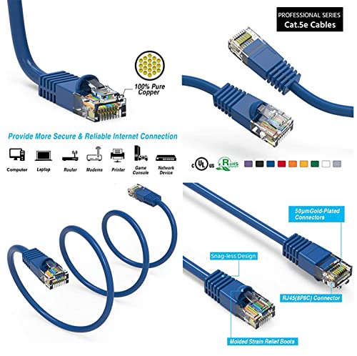 iMBAPrice UL Listed Cat 6 0.5 feet(6 inch) RJ45 Cat6 Ethernet Patch Cable Multi Color (Red, Blue, Black, White, Yellow)- 5 Pack Internet Cable for PC, Router, Modem, PS4/5, Xbox, Gaming - Image 4