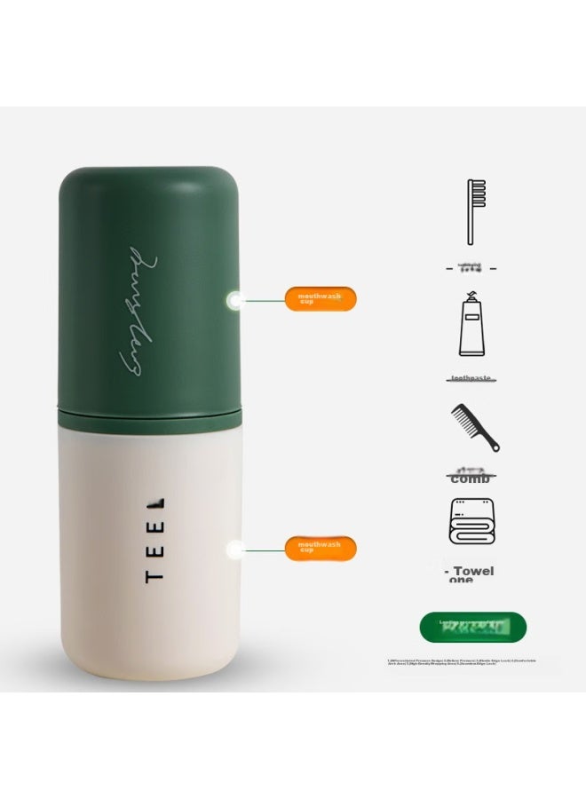 Jajalin Travel Toiletry Cup Set With 2 Detachable Toothbrush Cups, Creative Simple Toothbrush Holder Box, Travel Toiletry Cup Set, Light Green - Image 5