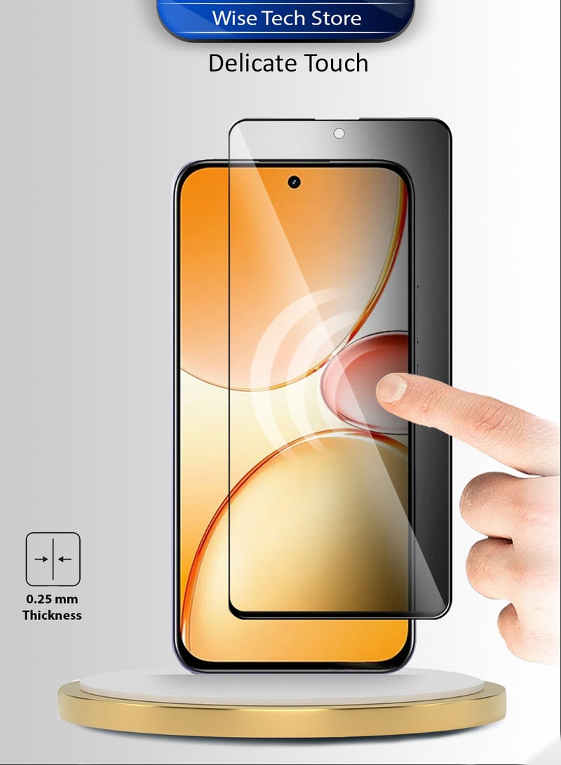 Wtech Realme C85 5G 2025 Premium E2E Series Privacy Full Glue Full Cover Tempered Glass Screen Protector (MSGECP) - Clear/Black - Image 4