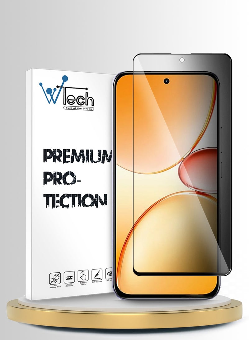 Wtech Realme C85 5G 2025 Premium E2E Series Privacy Full Glue Full Cover Tempered Glass Screen Protector (MSGECP) - Clear/Black - Image 1