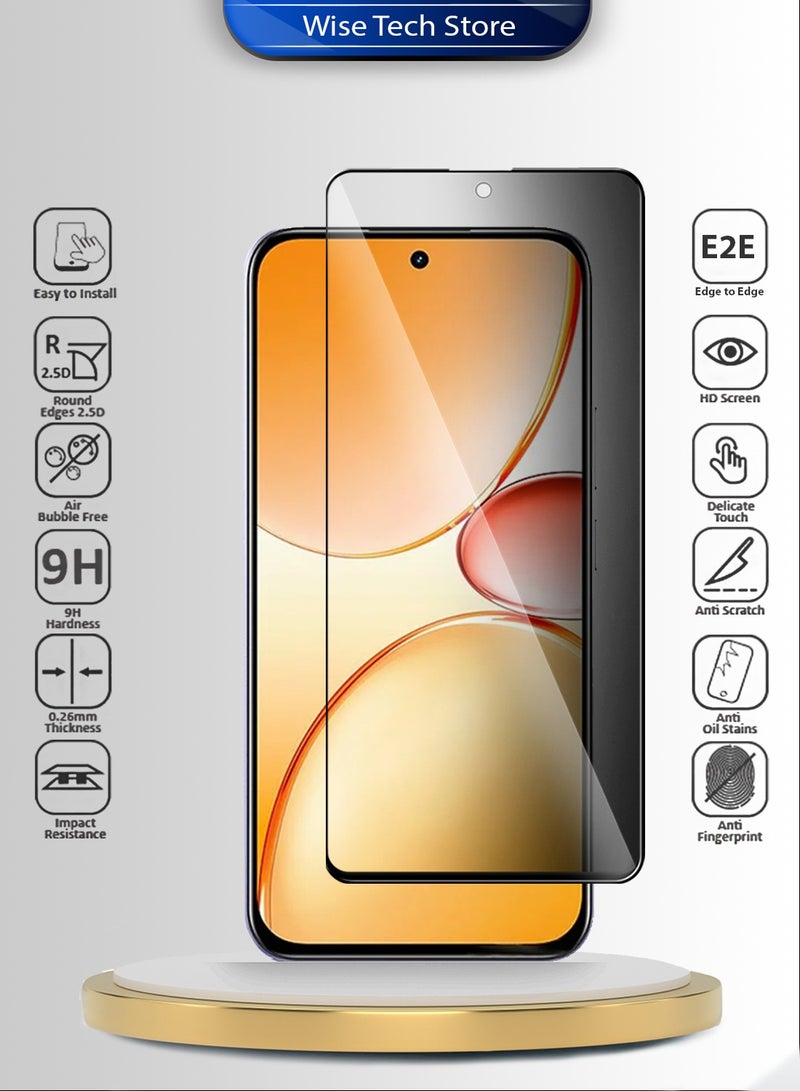 Wtech Realme C85 5G 2025 Premium E2E Series Privacy Full Glue Full Cover Tempered Glass Screen Protector (MSGECP) - Clear/Black - Image 2