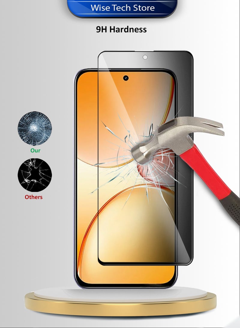 Wtech Realme C85 5G 2025 Premium E2E Series Privacy Full Glue Full Cover Tempered Glass Screen Protector (MSGECP) - Clear/Black - Image 3