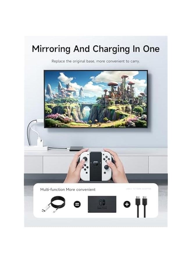 Generic - Switch Dock for Nintendo Switch OLED, USB C to HDMI Cable Adapter with 4K@60Hz HDMI, 100W Power Delivery, Type-C to HDMI Adapter for Laptop, Tablet, SteamDeck, ROG Ally (White 60Hz) - Image 1