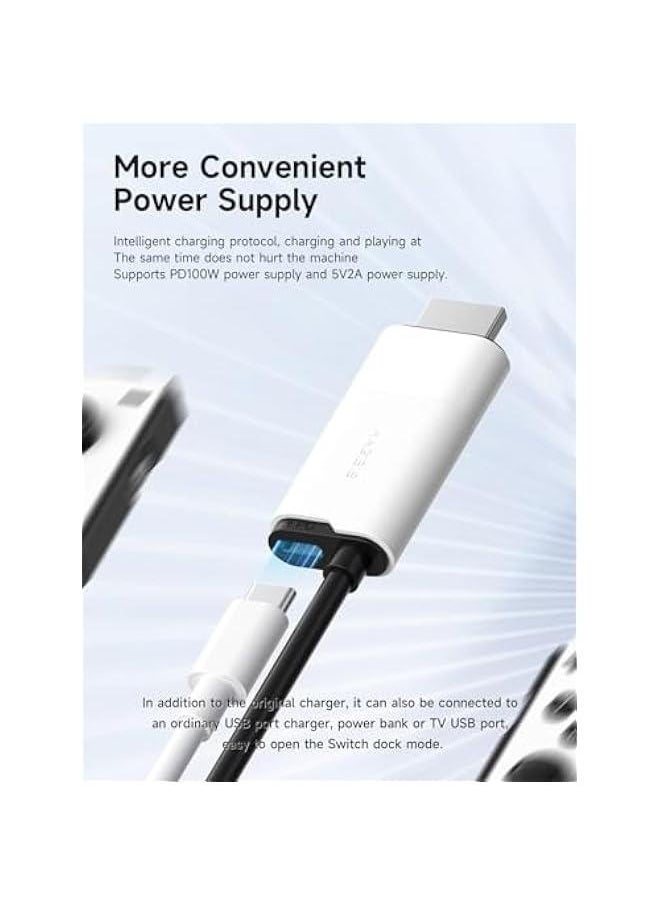 Generic - Switch Dock for Nintendo Switch OLED, USB C to HDMI Cable Adapter with 4K@60Hz HDMI, 100W Power Delivery, Type-C to HDMI Adapter for Laptop, Tablet, SteamDeck, ROG Ally (White 60Hz) - Image 1