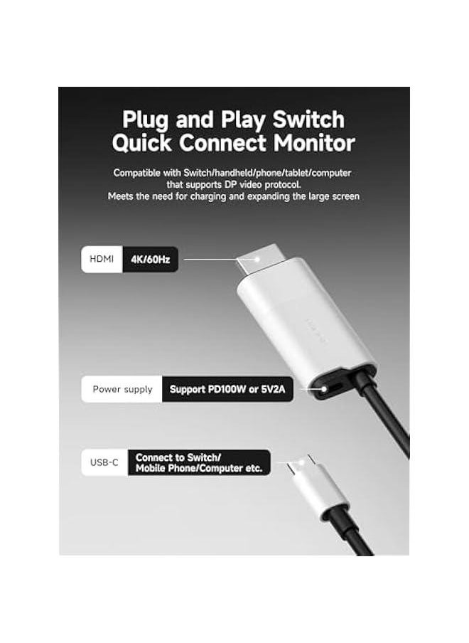 Generic - Switch Dock for Nintendo Switch OLED, USB C to HDMI Cable Adapter with 4K@60Hz HDMI, 100W Power Delivery, Type-C to HDMI Adapter for Laptop, Tablet, SteamDeck, ROG Ally (White 60Hz) - Image 1